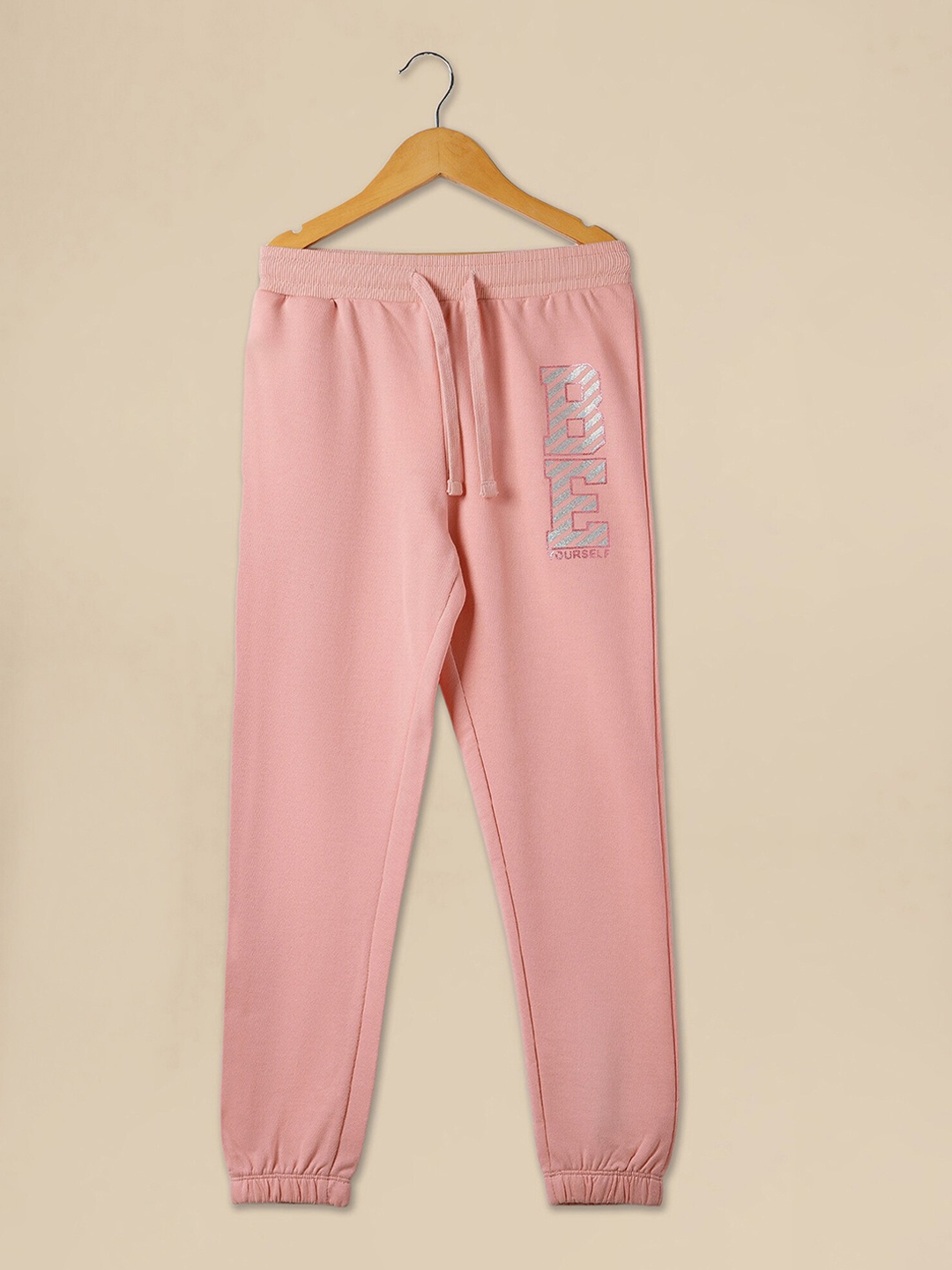 

Alan Jones Girls Printed Mid-Rise Joggers, Pink