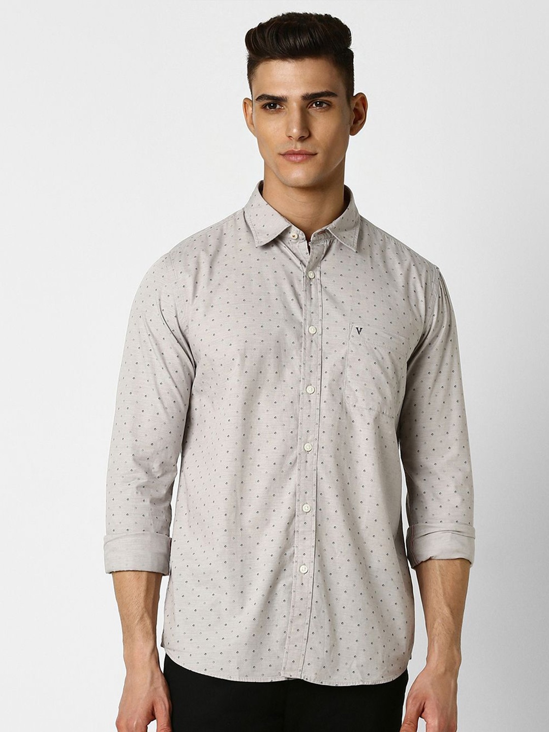 

Van Heusen Sport Men Slim Fit Micro Ditsy Printed Pure Cotton Casual Shirt, Grey
