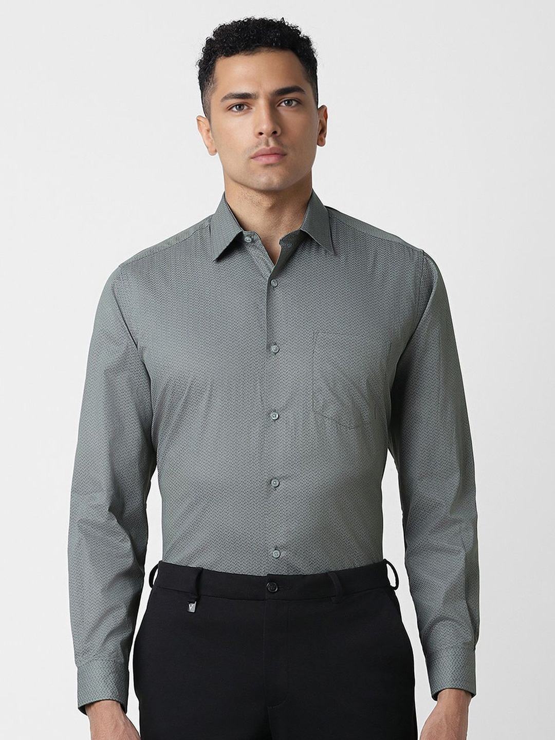 

Van Heusen Men Micro Ditsy Printed Formal Shirt, Grey