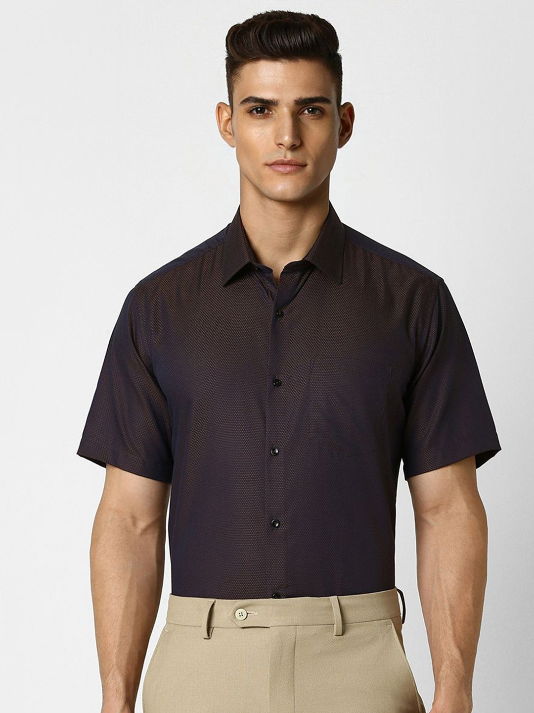 

Van Heusen Men Solid Spread Collar Formal Shirt, Brown