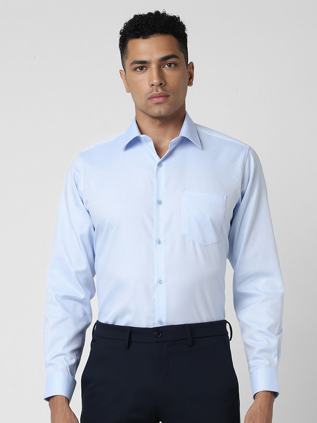 

Van Heusen Men Textured Party Shirt, Blue
