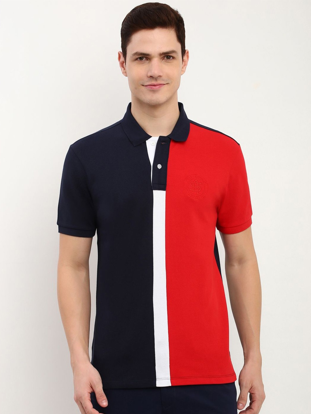 

Allen Solly Men Colourblocked Polo Collar T-shirt, Navy blue