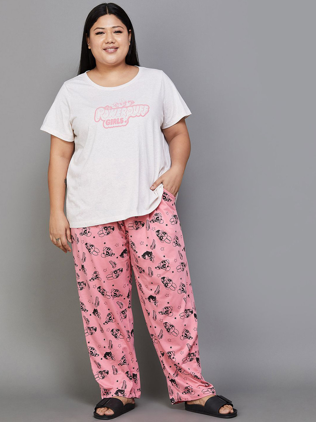 

nexus Conversational Printed Pure Cotton Night suit, White