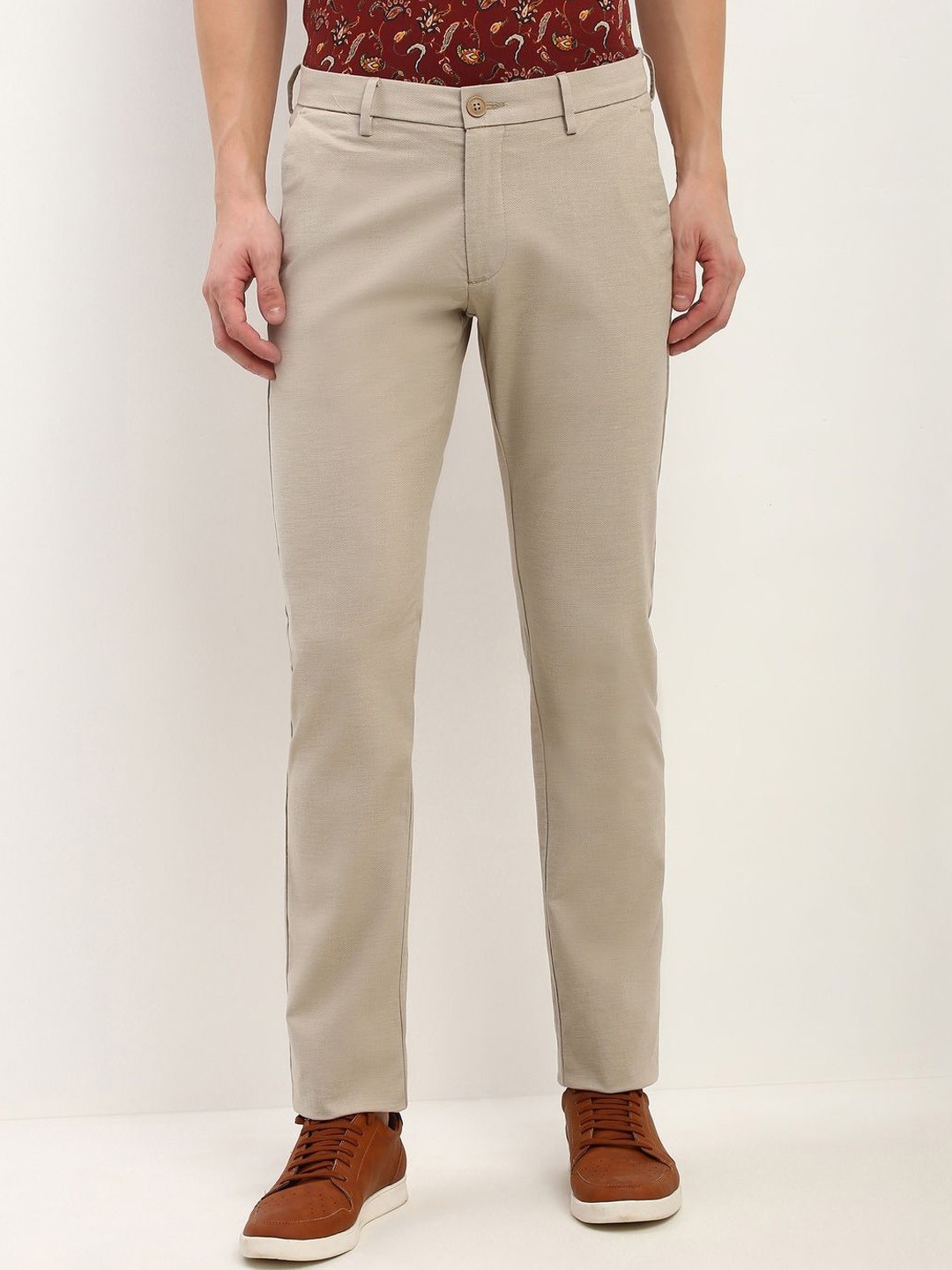 

Allen Solly Men Slim Fit Trousers, Beige