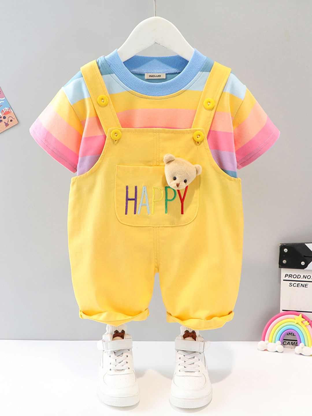 

INCLUD Boys Straight Leg Dungarees T-Shirt, Yellow