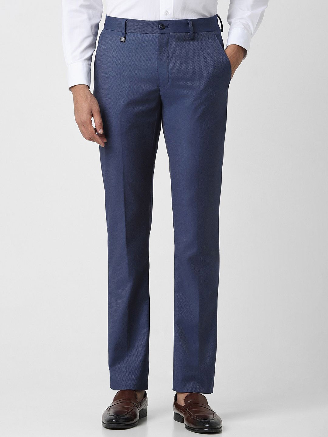 

V Dot Men Skinny Fit Trousers, Blue