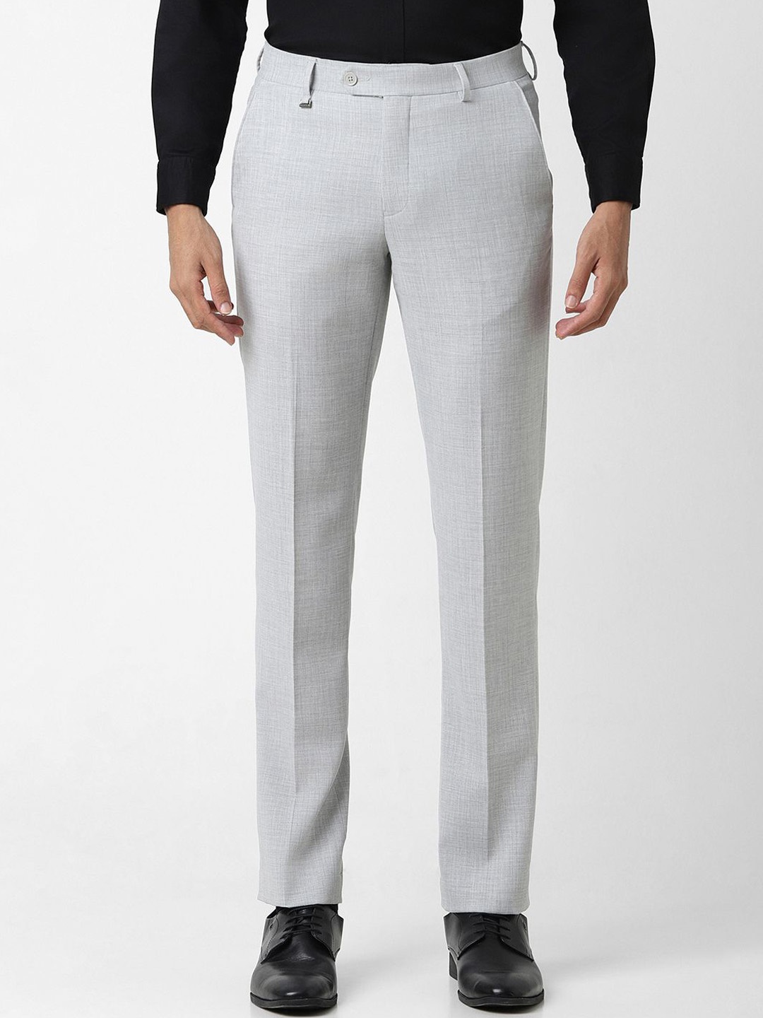 

Van Heusen Textured Men Slim Fit Trousers, Grey