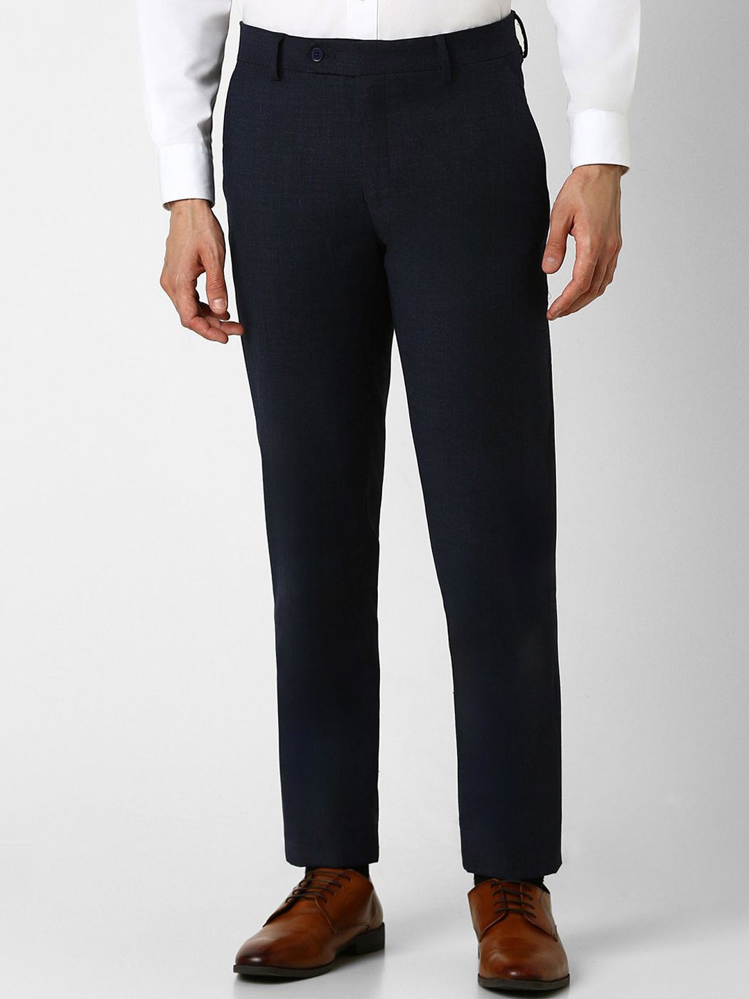 

Van Heusen Men Mid-Rise Slim Fit Trousers, Navy blue