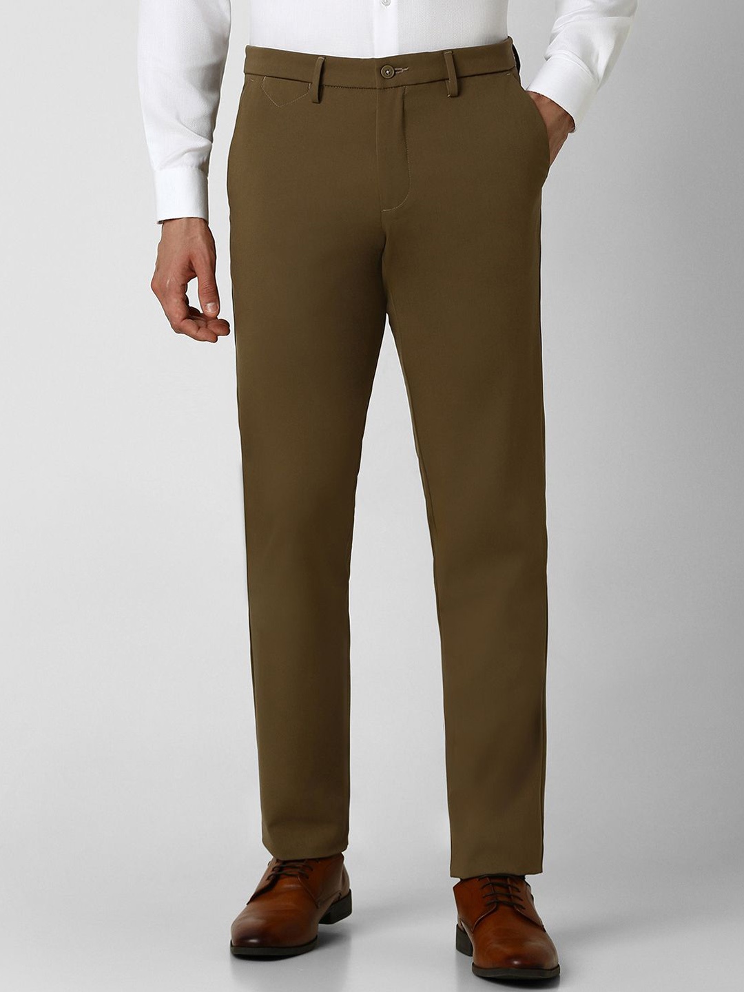 

Van Heusen Men Mid-Rise Slim Fit Trousers, Brown