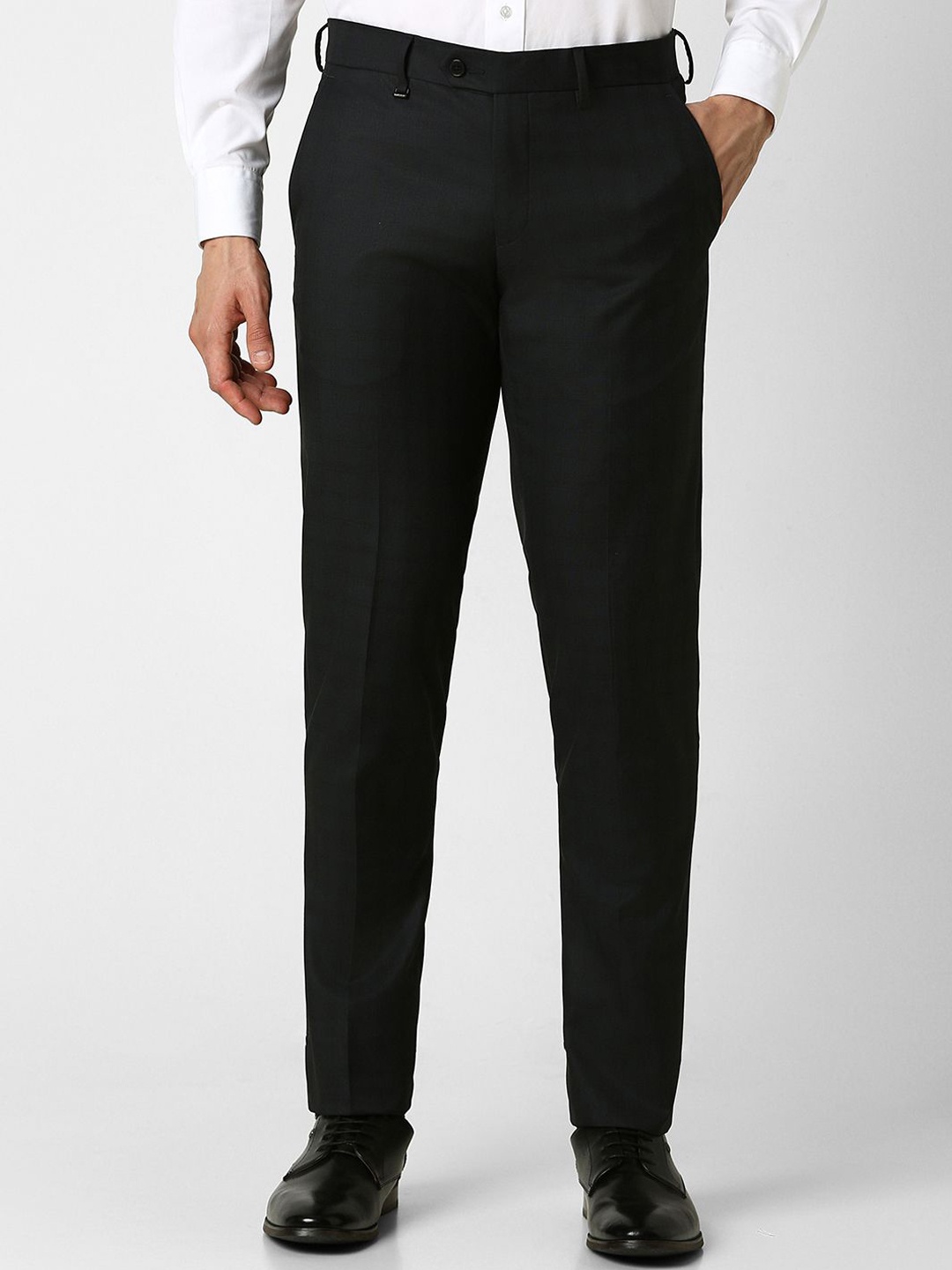 

Van Heusen Men Mid-Rise Slim Fit Trousers, Black