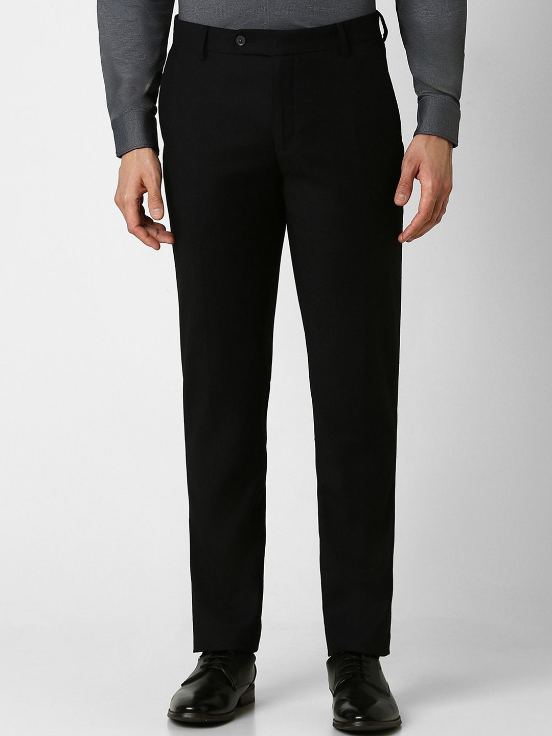 

Van Heusen Men Slim Fit Mid-Rise Formal Trousers, Black