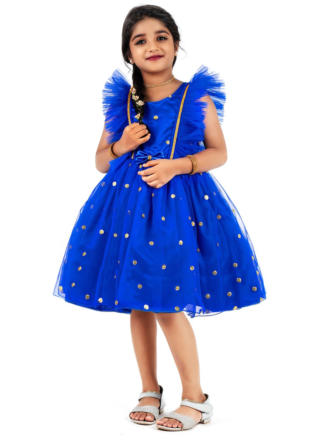 

STANWELLS KIDS Net Fit & Flare Dress, Blue