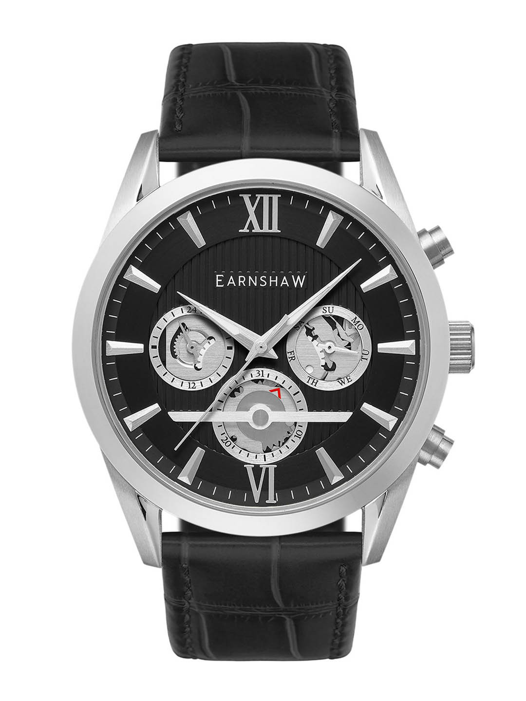 

EARNSHAW Men Dial & Leather Bracelet Style Straps Analogue Multi Function Watch ES-8135-01, Black