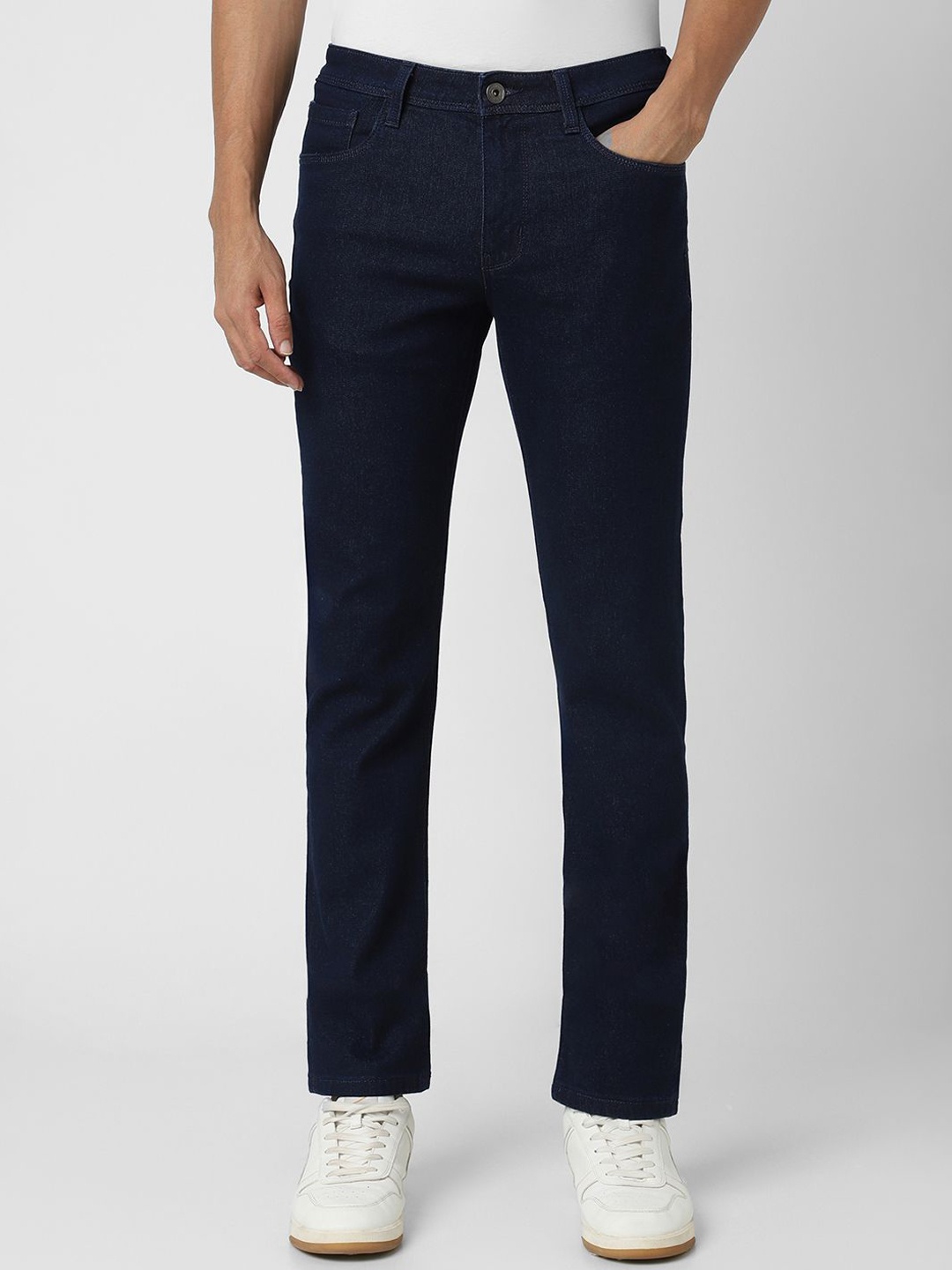 

VAN HEUSEN DENIM LABS Men Slim Fit Mid-Rise Clean Look No Fade Jeans, Navy blue