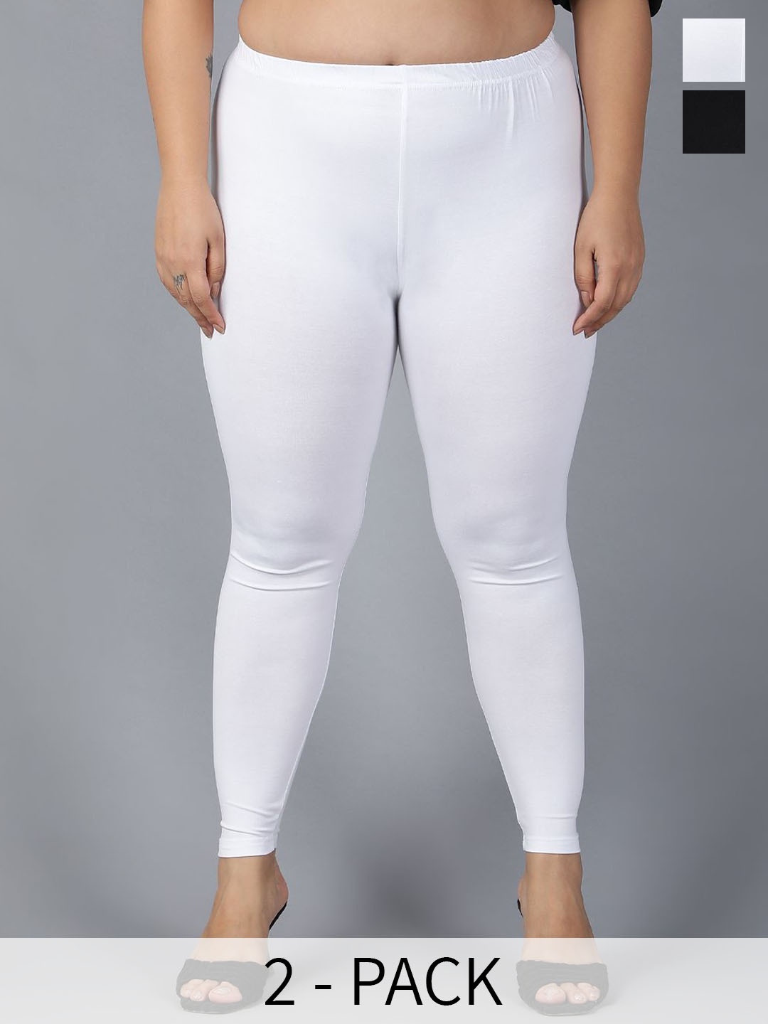 

Plus Size Pack Of 2 Ankle-Length Leggings Plus Size, Black