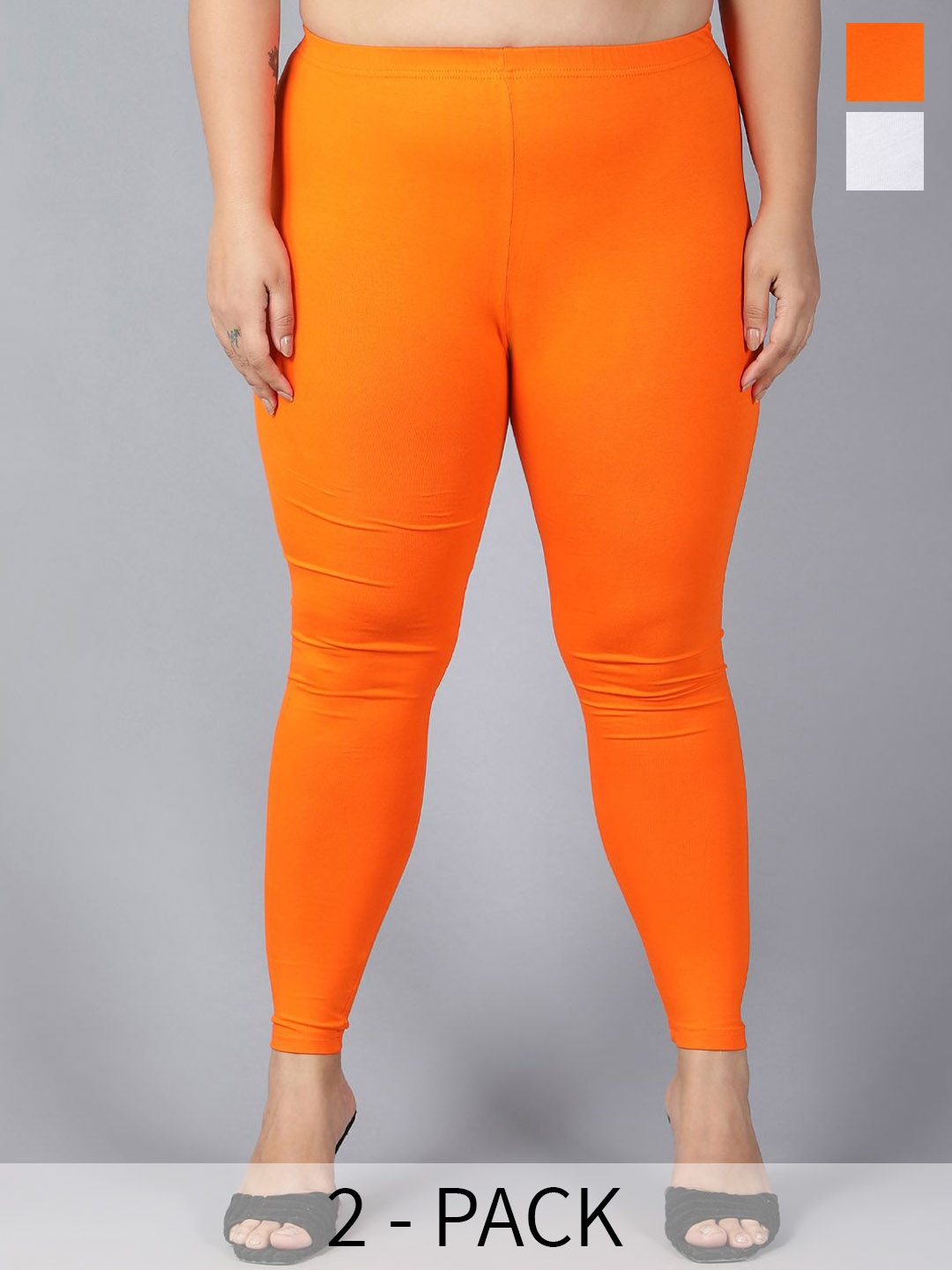 

Plus Size Women 2Pcs Ankle-Length Legging, White