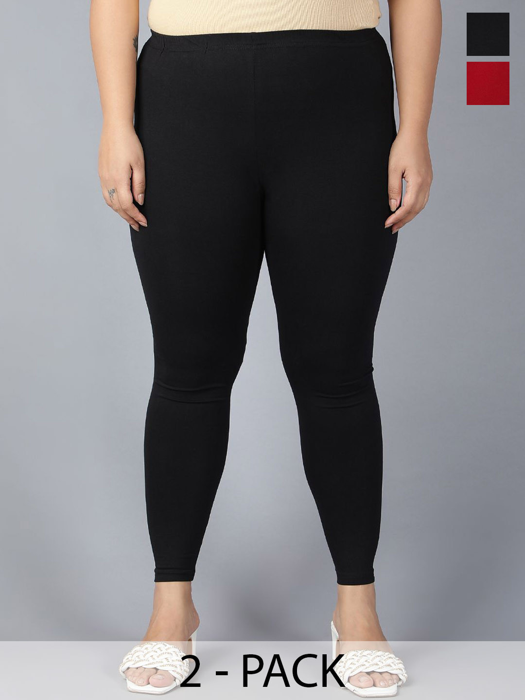 

Plus Size Women Plus Size 2Pcs Ankle-Length Legging, Black