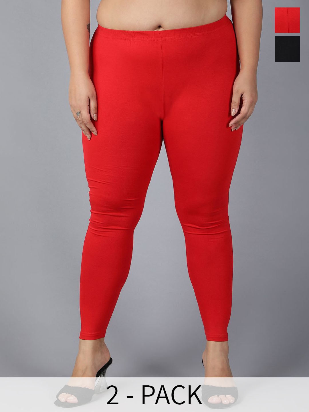 

Plus Size Pack Of 2 Ankle-Length Leggings Plus Size, Black