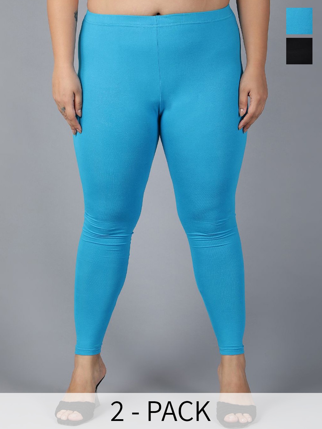 

Plus Size Pack Of 2 Ankle Length Plus Size Leggings, Black