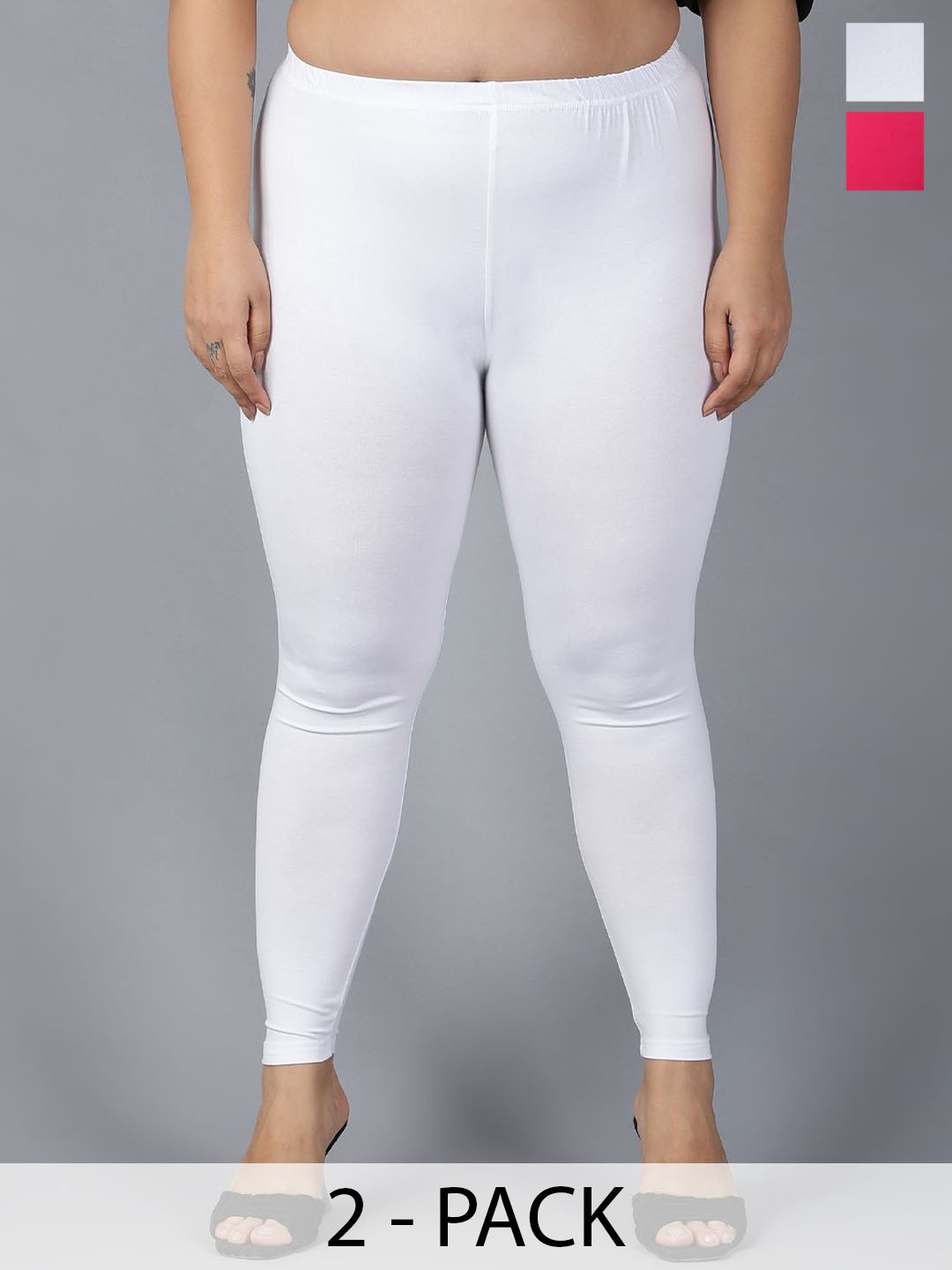 

Plus Size Pack Of 2 Plus Size Ankle Length Leggings, White