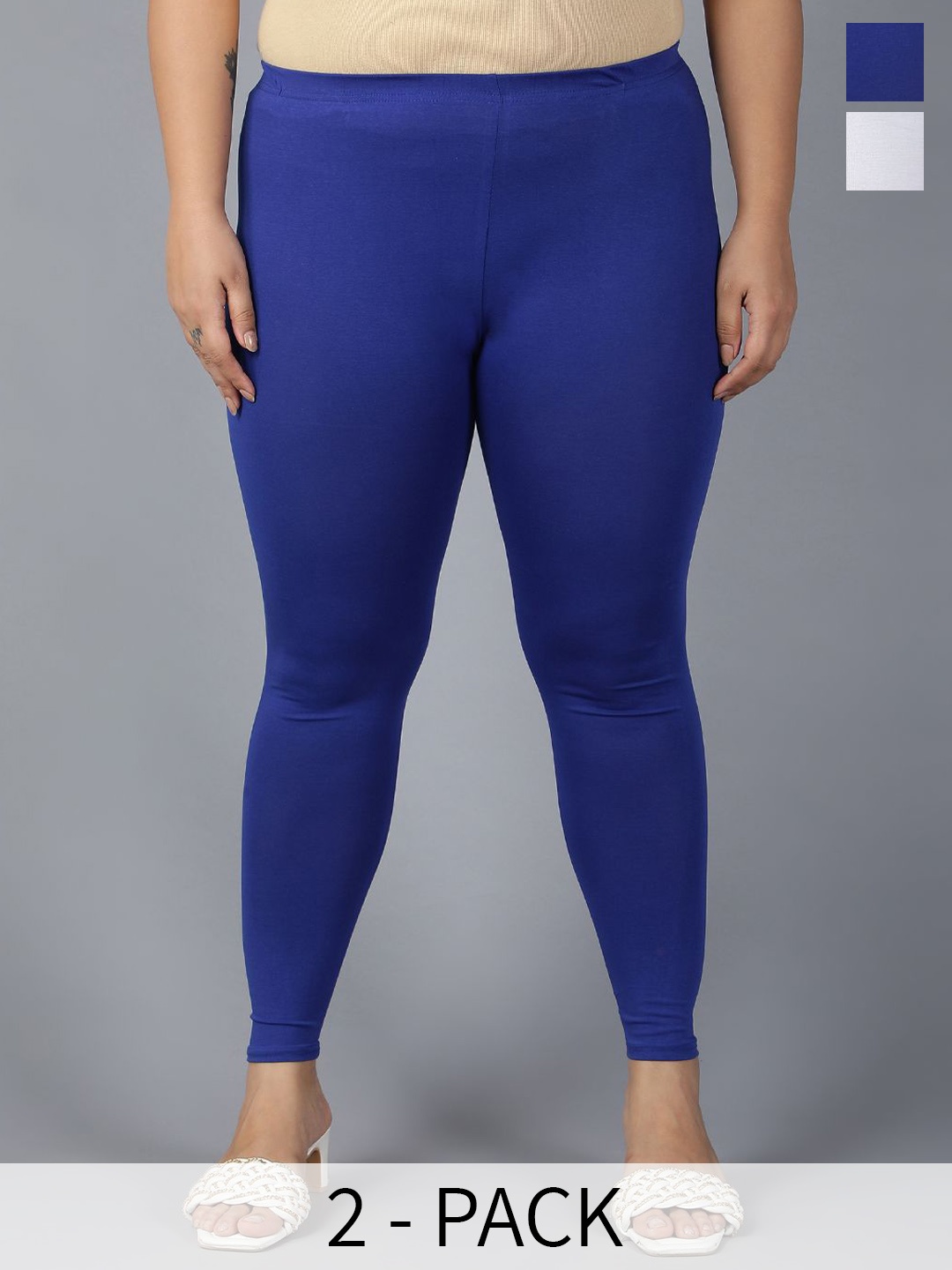 

Plus Size Pack of 2 Ankle-Length Leggings, White