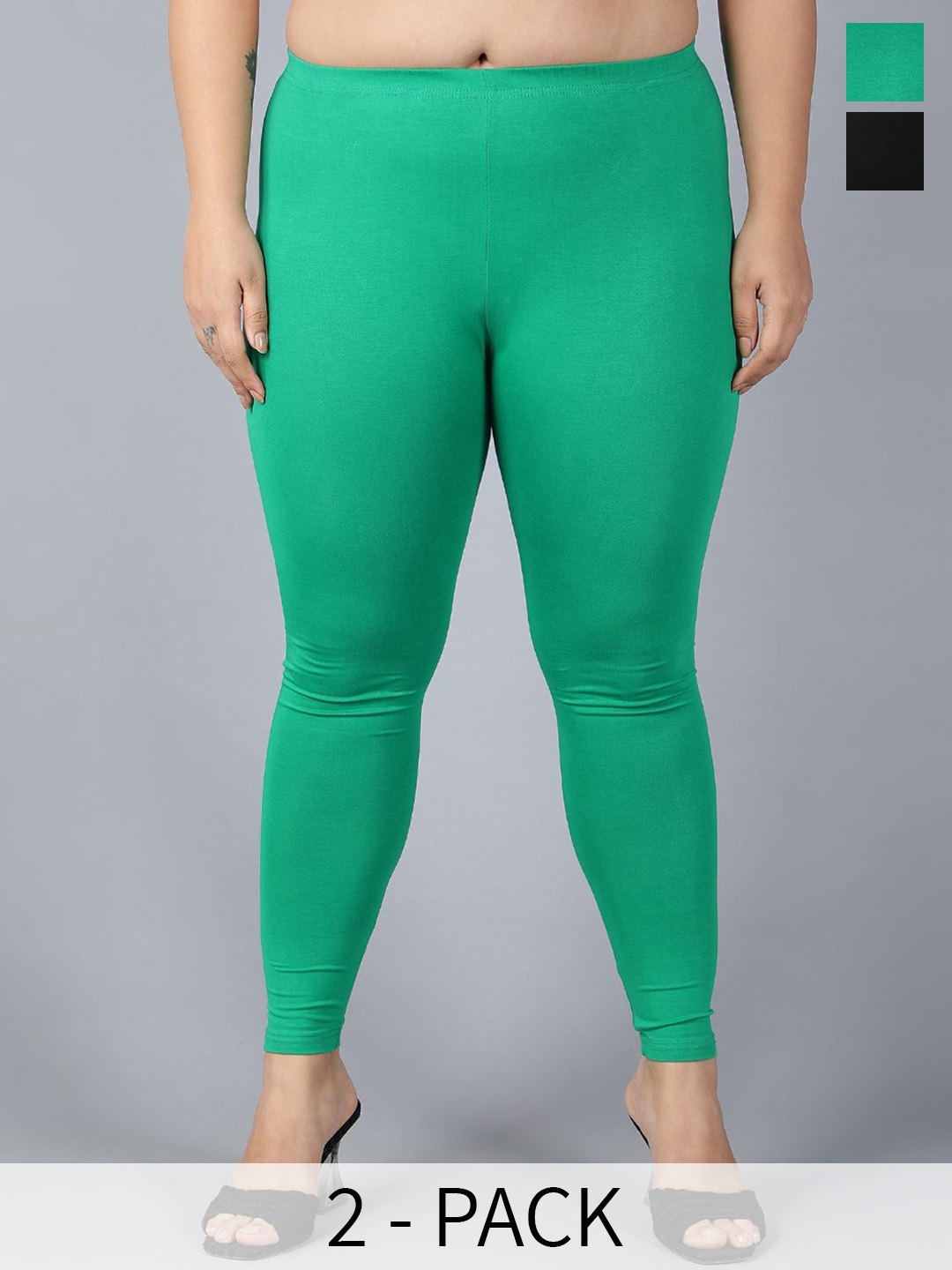 

Plus Size Pack Of 2 Ankle Length Leggings Plus Size, Black