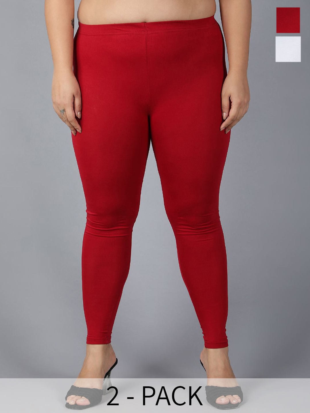 

Plus Size Pack Of 2 Ankle-Length Plus Size Leggings, White