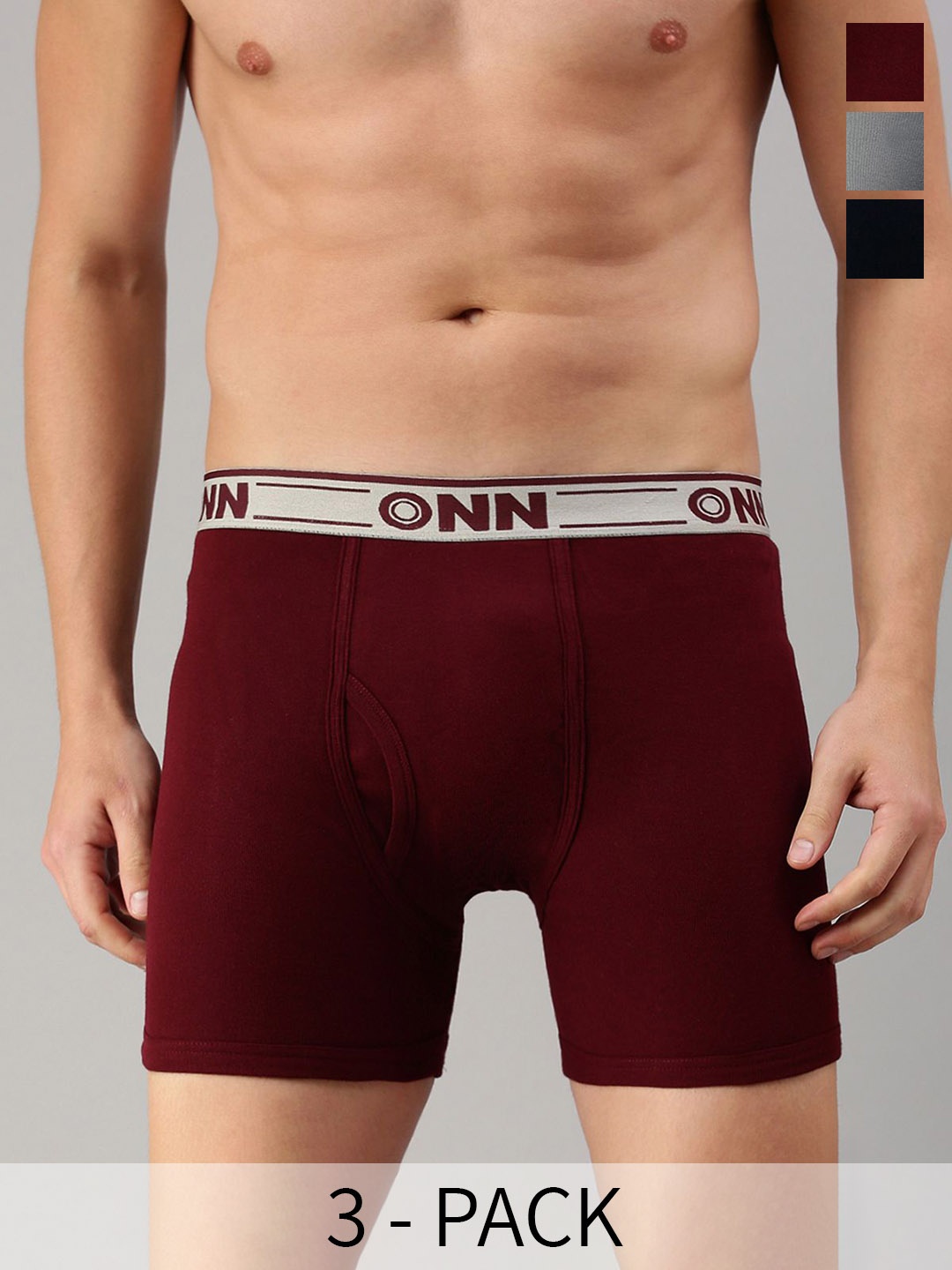 

ONN Pack Of 3 Assorted Cotton Mid Rise Trunks ONN_357_AST5_3PC