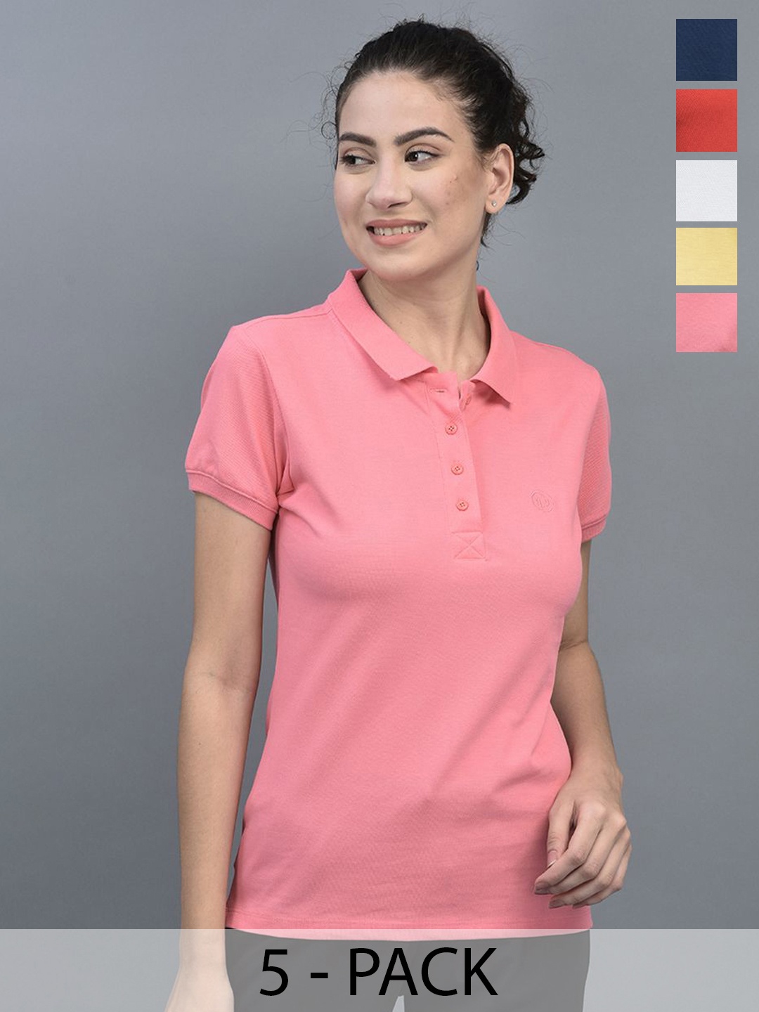 

Dollar Missy Women 5 Polo Collar T-shirt, Pink