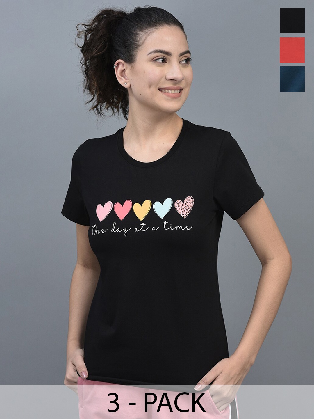 

Dollar Missy Women 3 Printed T-shirt, Black