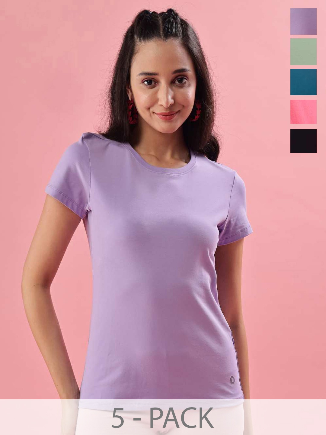 

Dollar Missy Pack Of 5 Solid T-shirt, Blue