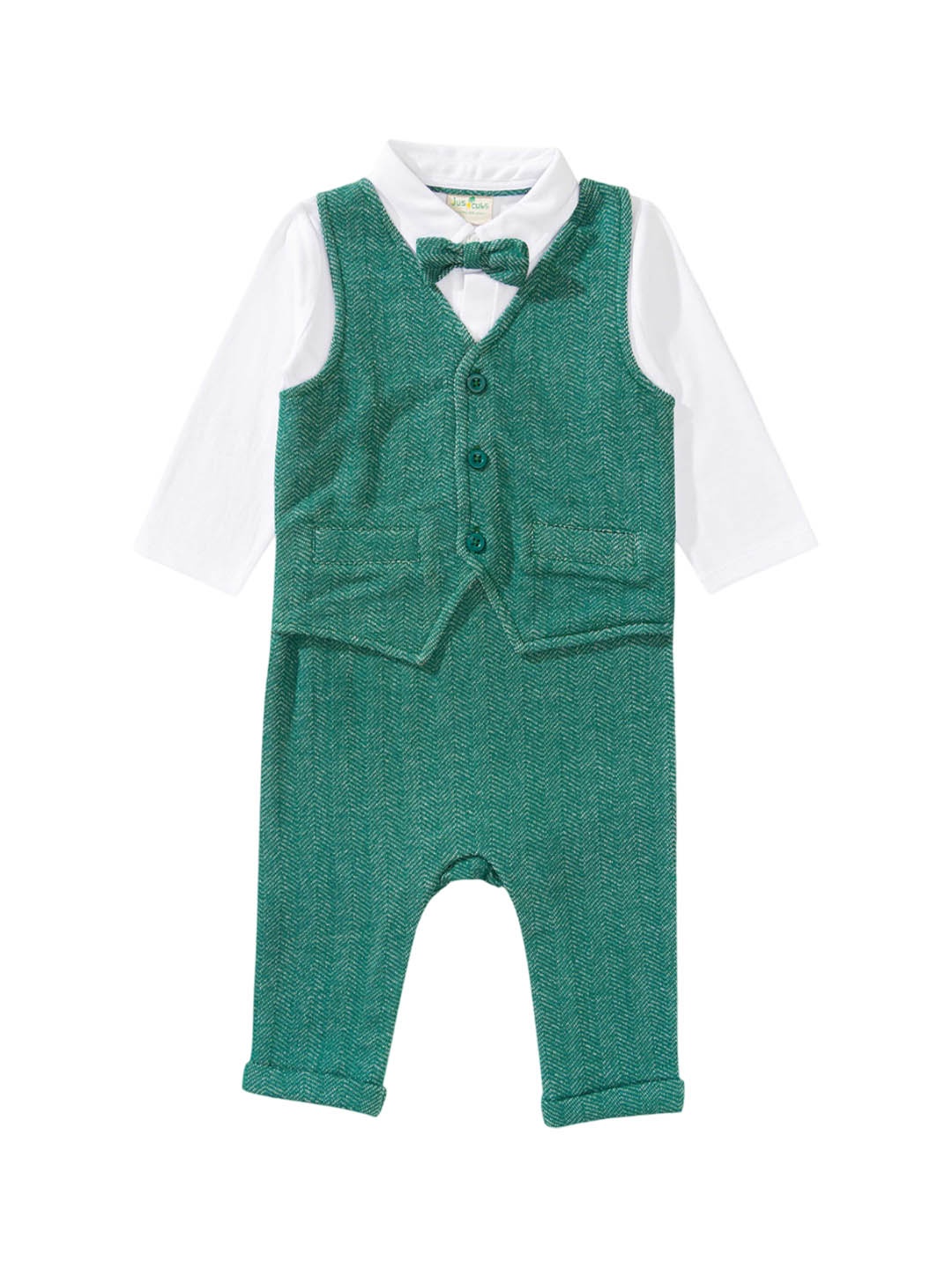 

JusCubs Infant Boy Striped Pure Cotton Rompers, Green