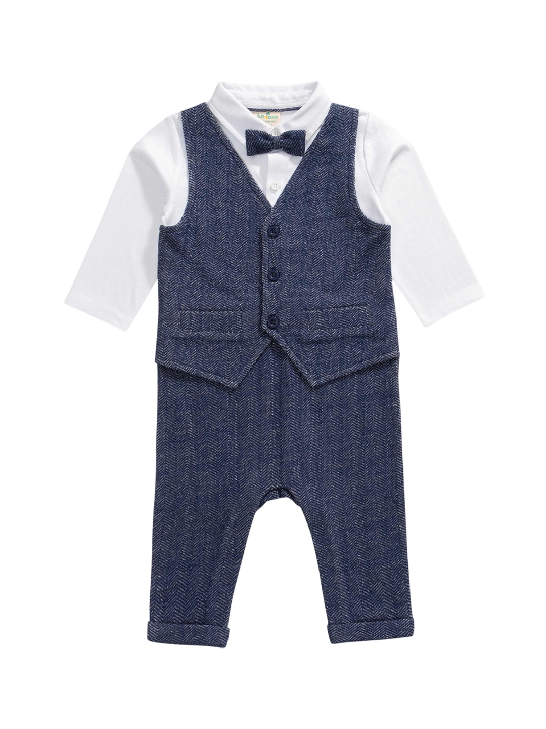 

JusCubs Infant Boy Striped Pure Cotton Rompers, Navy blue