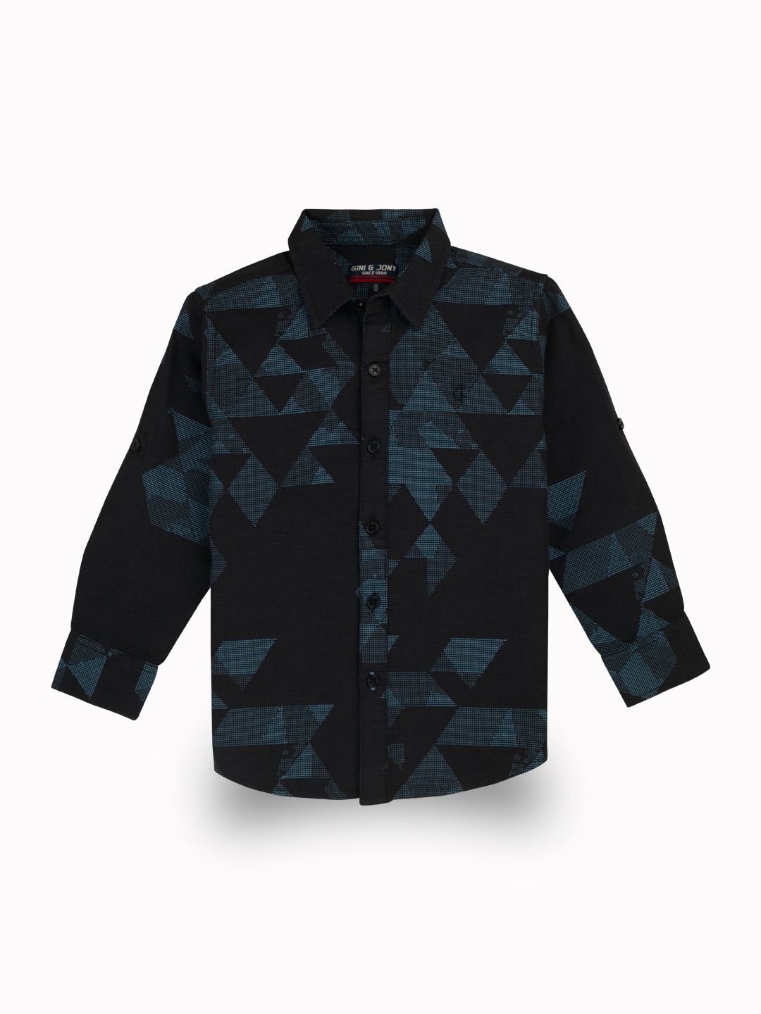 

Gini and Jony Boys Spread Collar Opaque Printed Casual Shirt, Navy blue