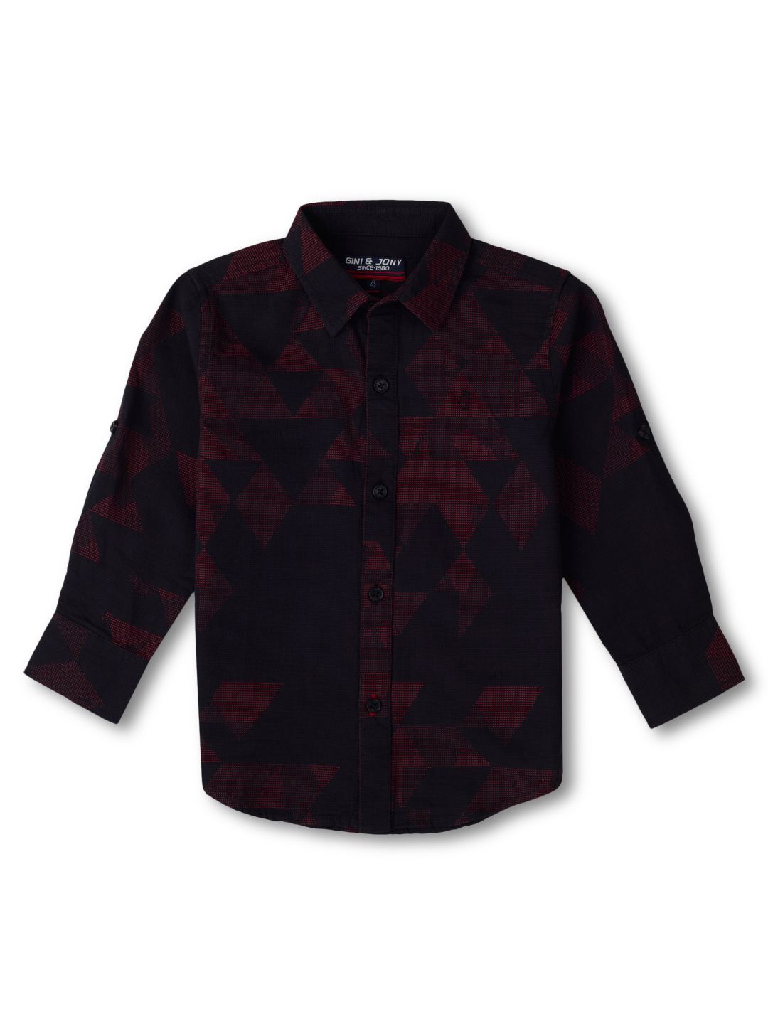 

Gini and Jony Boys Opaque Printed Casual Shirt, Black