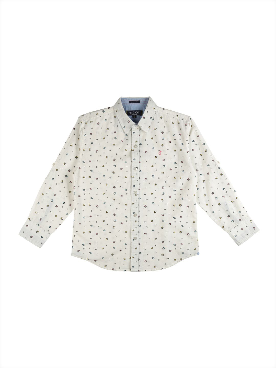 

Gini and Jony Boys Spread Collar Opaque Printed Casual Shirt, Off white