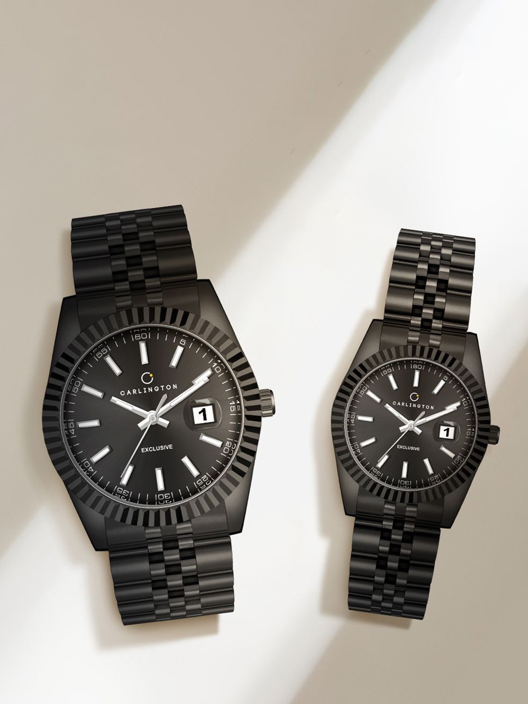 

CARLINGTON Unisex His and Her Bracelet Style Straps Analogue Watch 8811 Black Men +