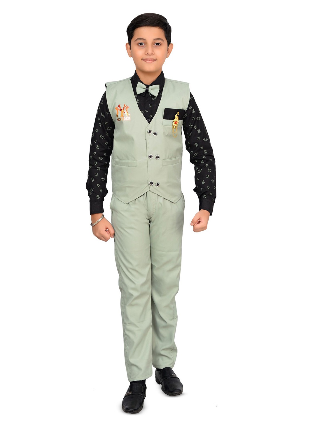 

BAESD Boys Single-Breasted 3 Piece Suit, Green