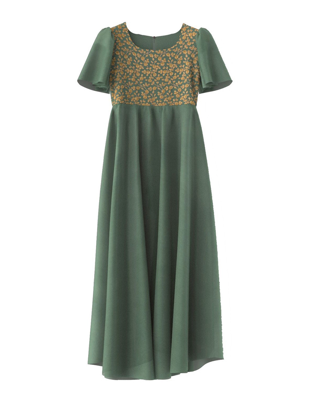 

BAESD Flared Sleeves Georgette Maxi Dress, Green