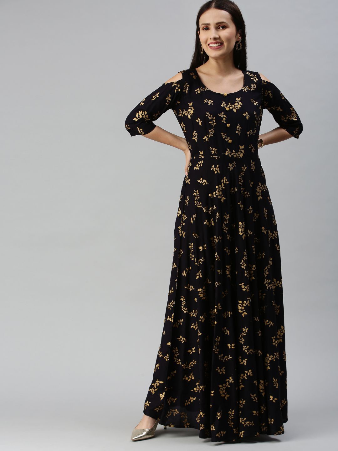 

Swishchick Floral Print Maxi Dress, Black