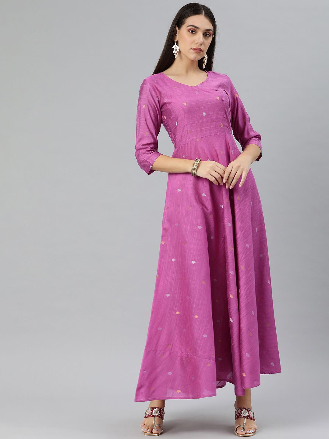 

Swishchick Print Maxi Ethnic Dress, Pink