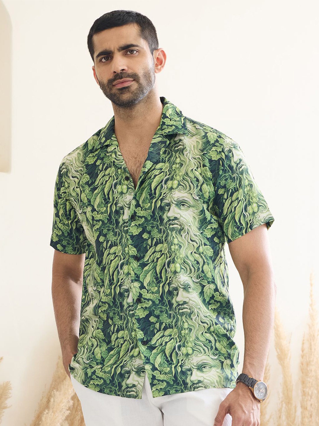 

MR BUTTON Men Floral Opaque Printed Casual Shirt, Green