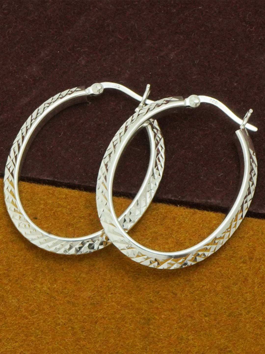 

925 SILLER 925 Sterling Silver Classic Hoops Earring