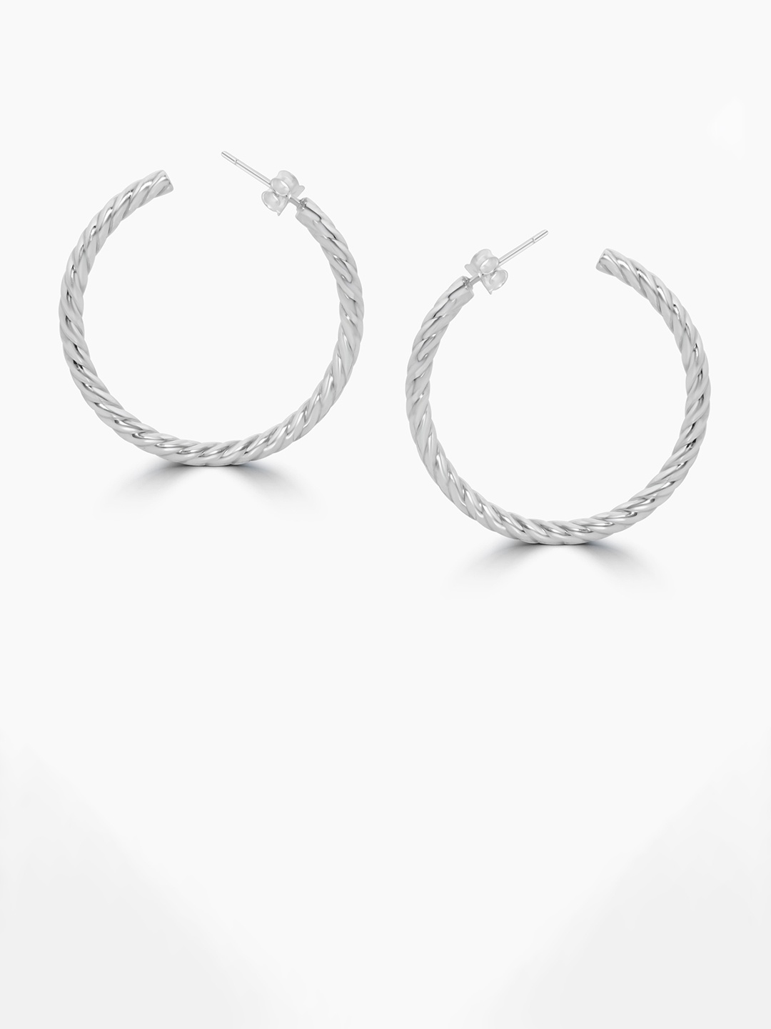 

925 SILLER 925 Pure Silver Twisted Circular Hoop Earrings