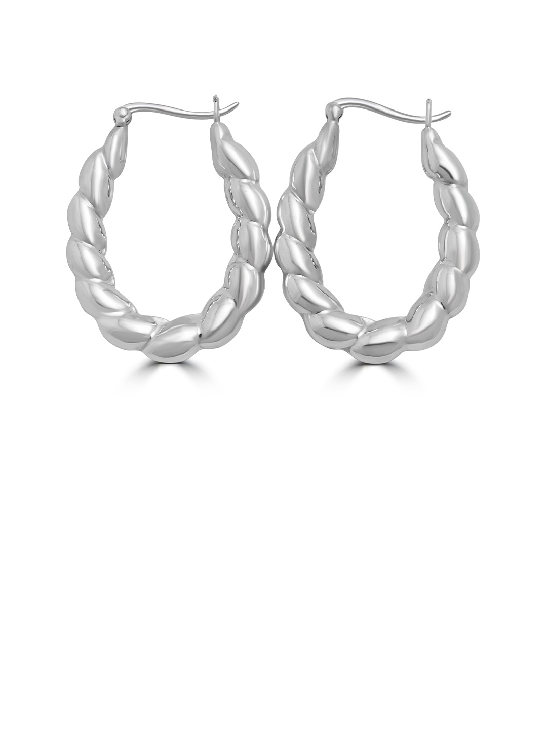 

925 SILLER 925 Silver Croissant Twist Hoop Earring