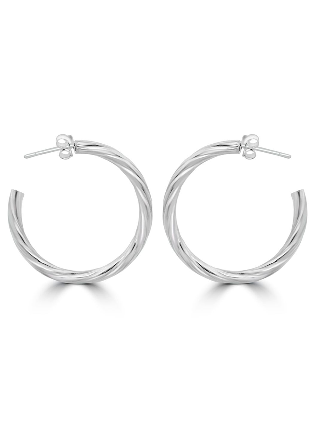 

925 SILLER 925 Silver Sterling Twisted Hoop Circular Bold Earrings