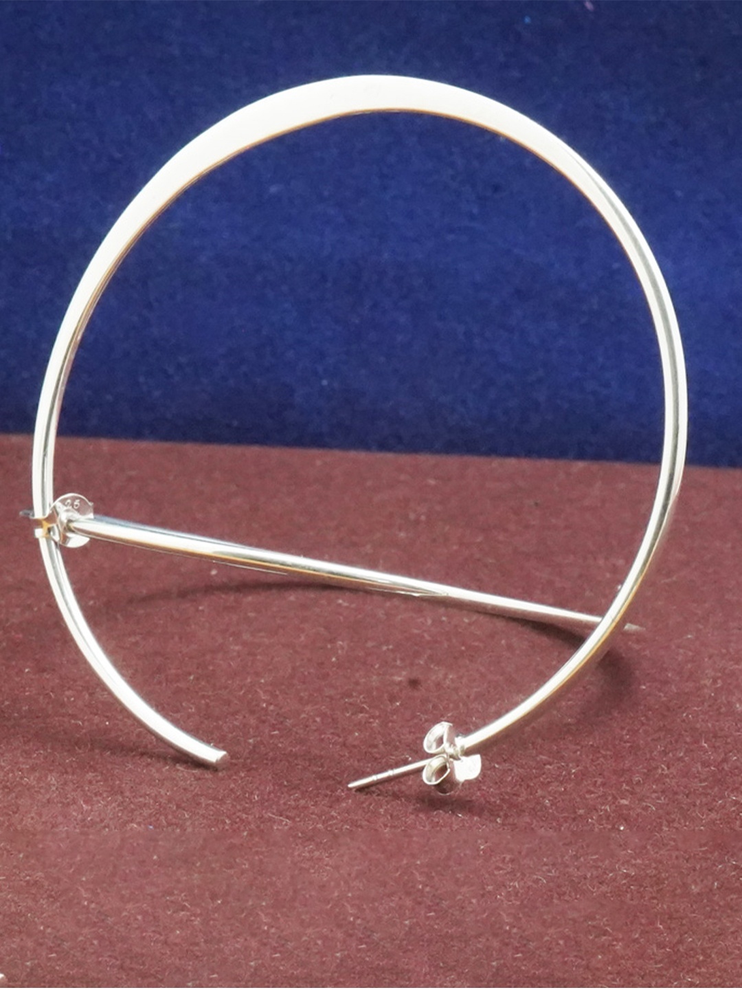 

925 SILLER 925 Pure Silver Circular Half Hoop Earrings