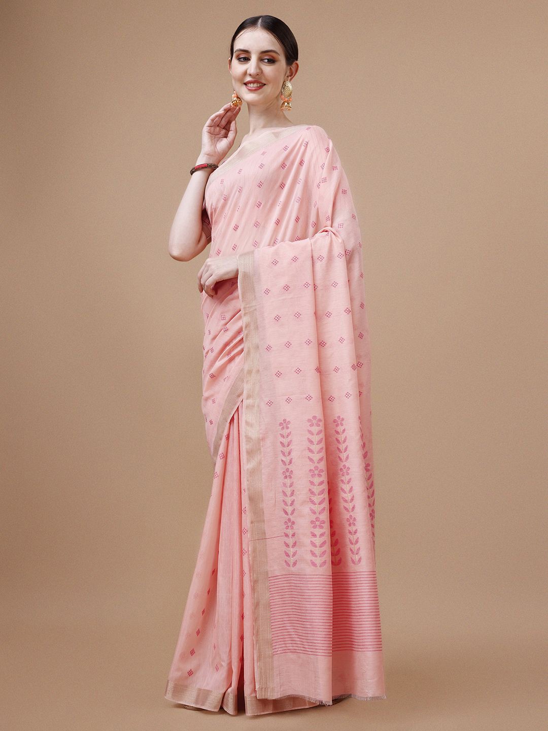 

MAGMINA Woven Design Zari Banarasi Saree, Pink
