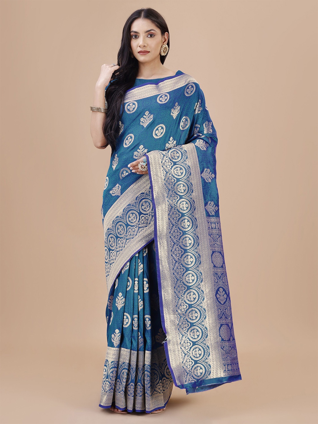 

MAGMINA Woven Design Zari Banarasi Saree, Blue