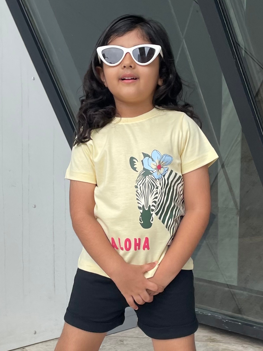 

Nap Chief Girls Printed Pure Cotton T-shirt with Shorts, Yellow